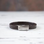Front View of the Steel & Barnett Cornall Leather Bracelet in Vintage Black