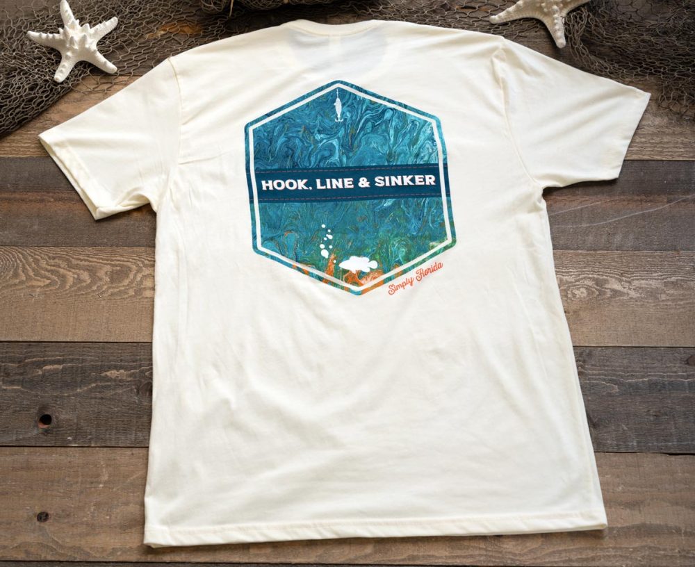 Back View of the Front View of the Simply Florida Hook,Line & Sinker Tee in the Color Natural