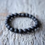 Closeup BackView of the VB&CO Designs Lava Bead Bracelet with Flower Charm