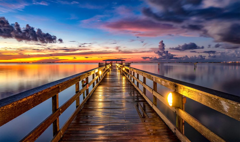 Welcome to Morning a Safety Harbor Pier sunrise photograph taken a few moments before sunrise with a colorful scene