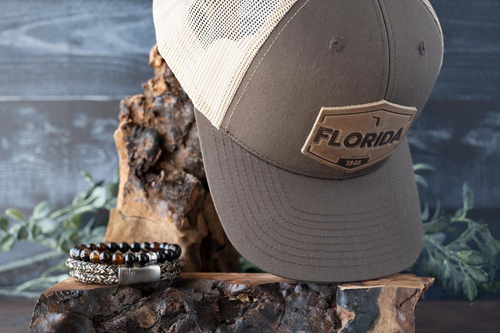 Fall for Florida Collection is a Sunsational Set Combining the Americana Trout Hat in brown and khaki with the Stones Beaded Bracelet and Rope Lake Bracelet in brown brings a Florida Fall Collection for any lover of Florida