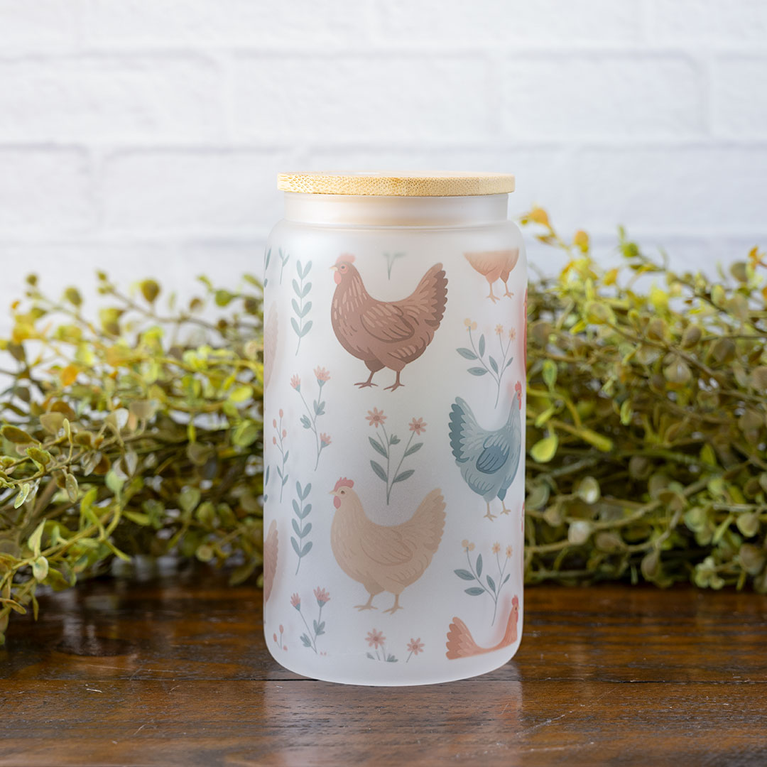 The Colorful Chicken Glass Tumbler